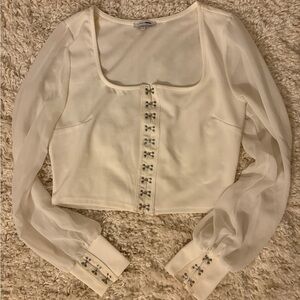 FASHIONNOVA Sheer Long Sleeve Blouse